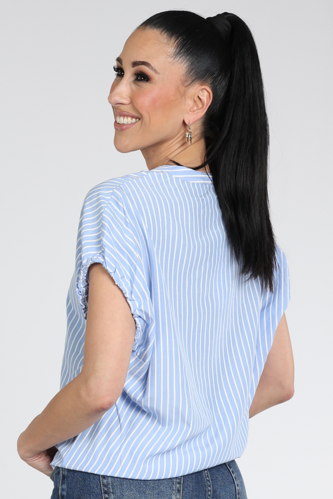Neo Noir Englana stripe Blouse mouwloos Blauw