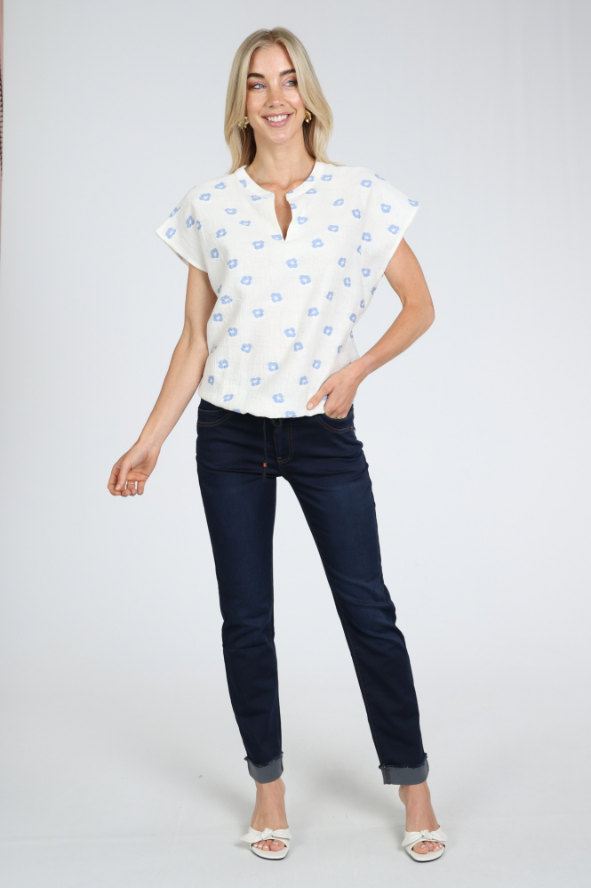 Geisha 63238-20 Blouse mouwloos Blauw