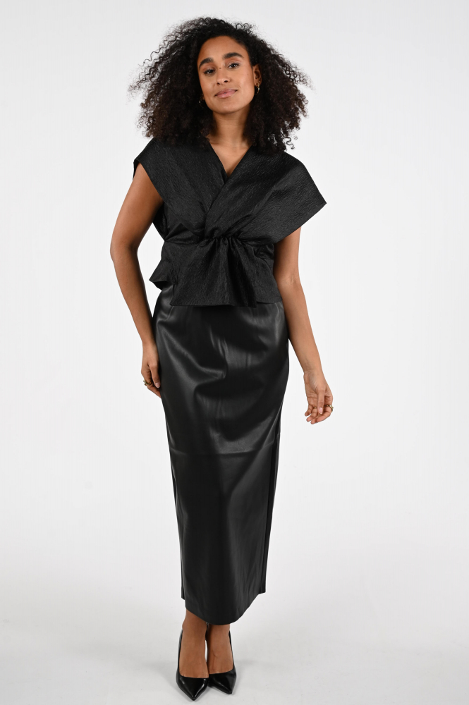 By-Bar simone bubble Blouse korte mouw Zwart