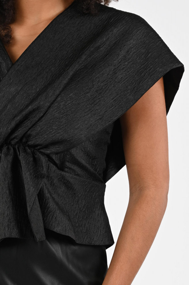 By-Bar simone bubble Blouse korte mouw Zwart