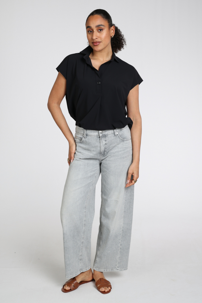 Penn & Ink LYNN Blouse korte mouw Zwart