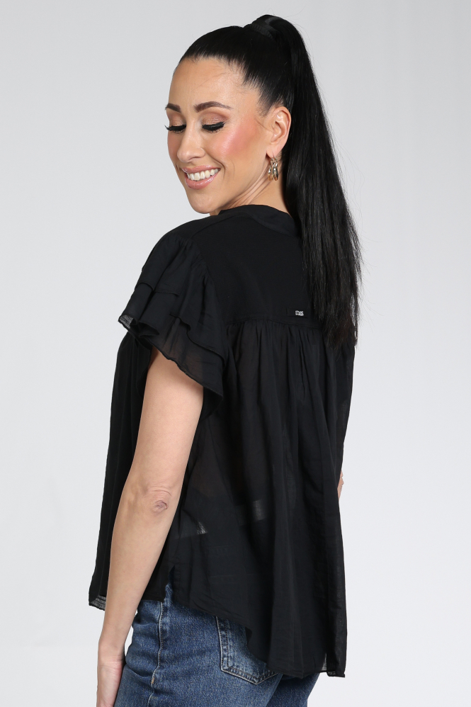 10 Days 20-400-6202 Blouse korte mouw Zwart