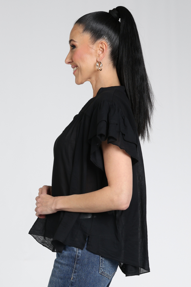 10 Days 20-400-6202 Blouse korte mouw Zwart