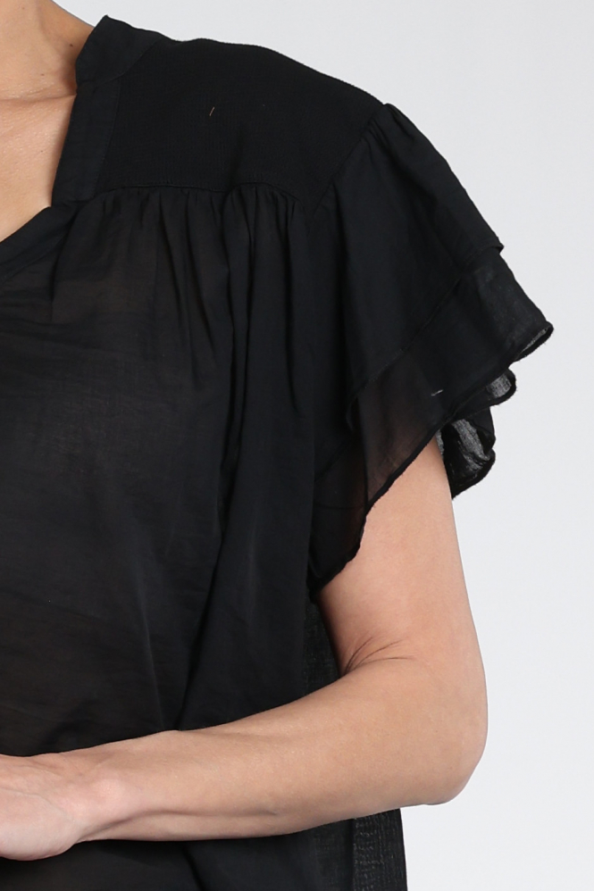 10 Days 20-400-6202 Blouse korte mouw Zwart