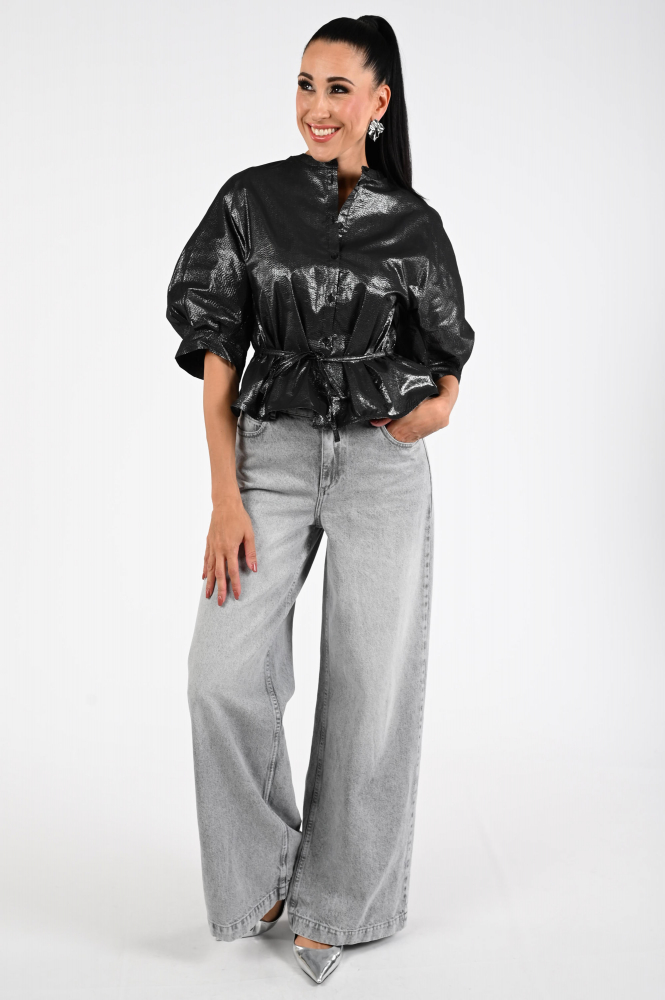 By-Bar Christi blouse Blouse korte mouw Grijs