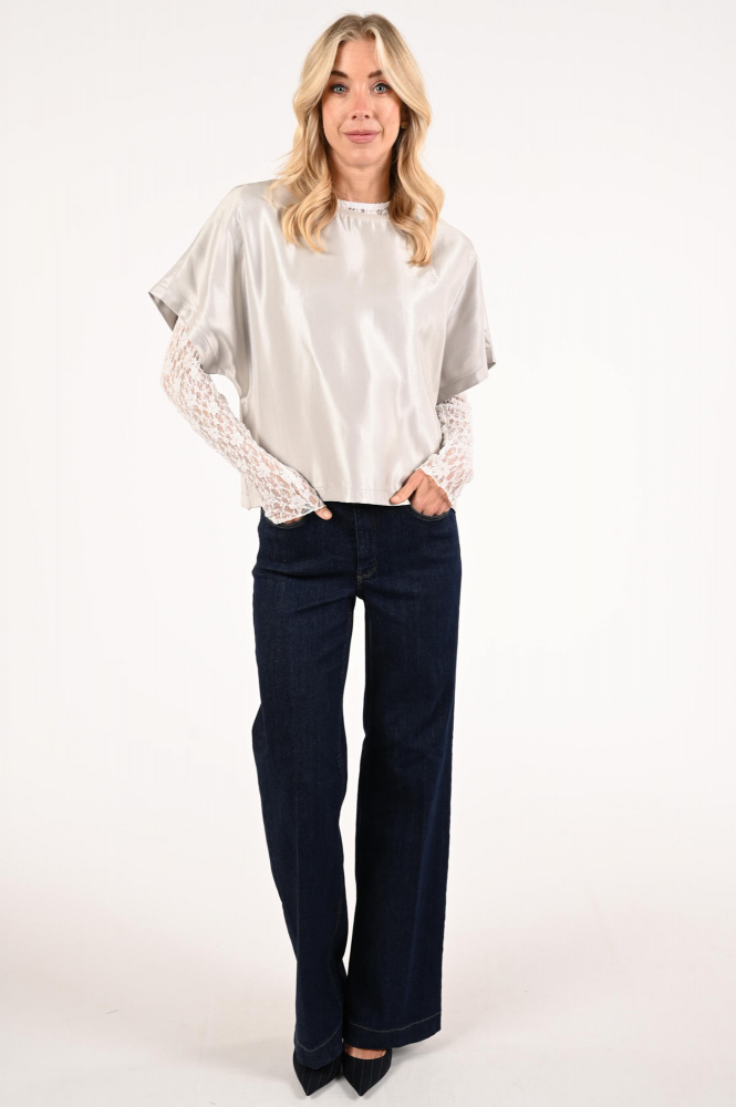 Aimée the label dreamy Blouse korte mouw Grijs