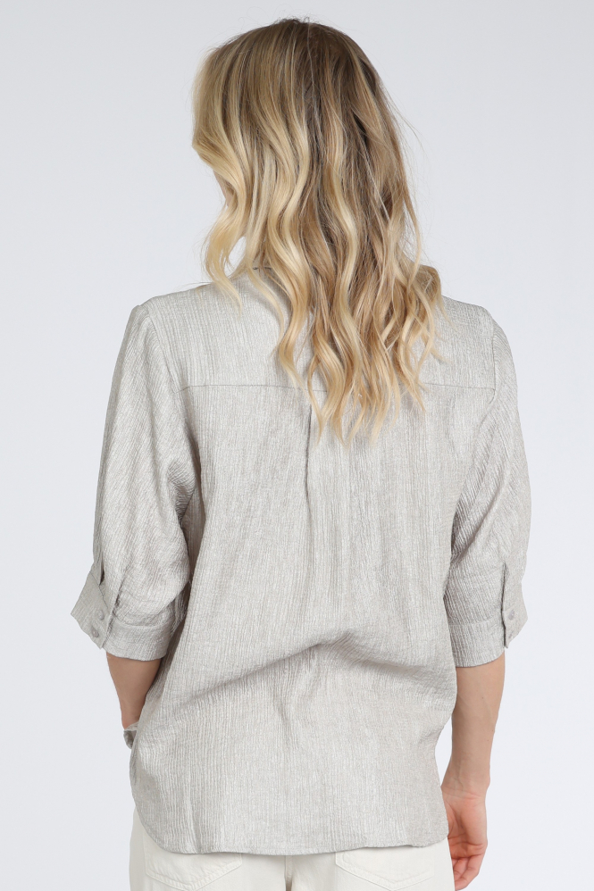 Co'couture CherCC shirt Blouse korte mouw Zilver