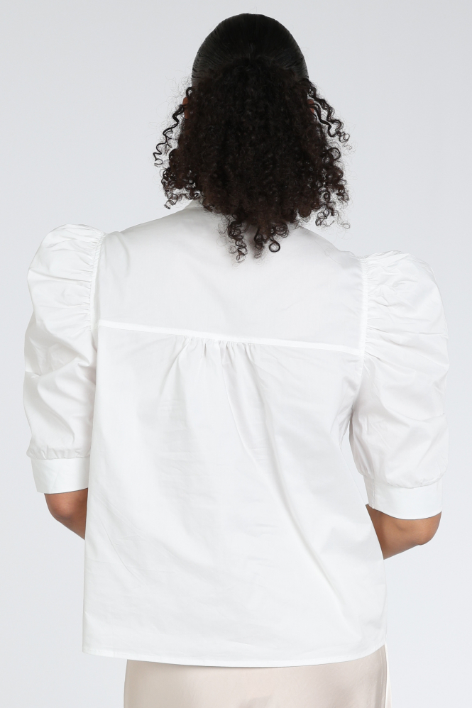 Neo Noir Roella Poplin blouse Blouse korte mouw Wit