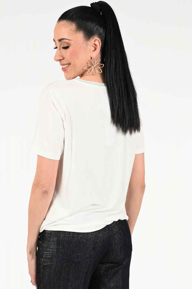 Monari 409336 Blouse korte mouw Wit