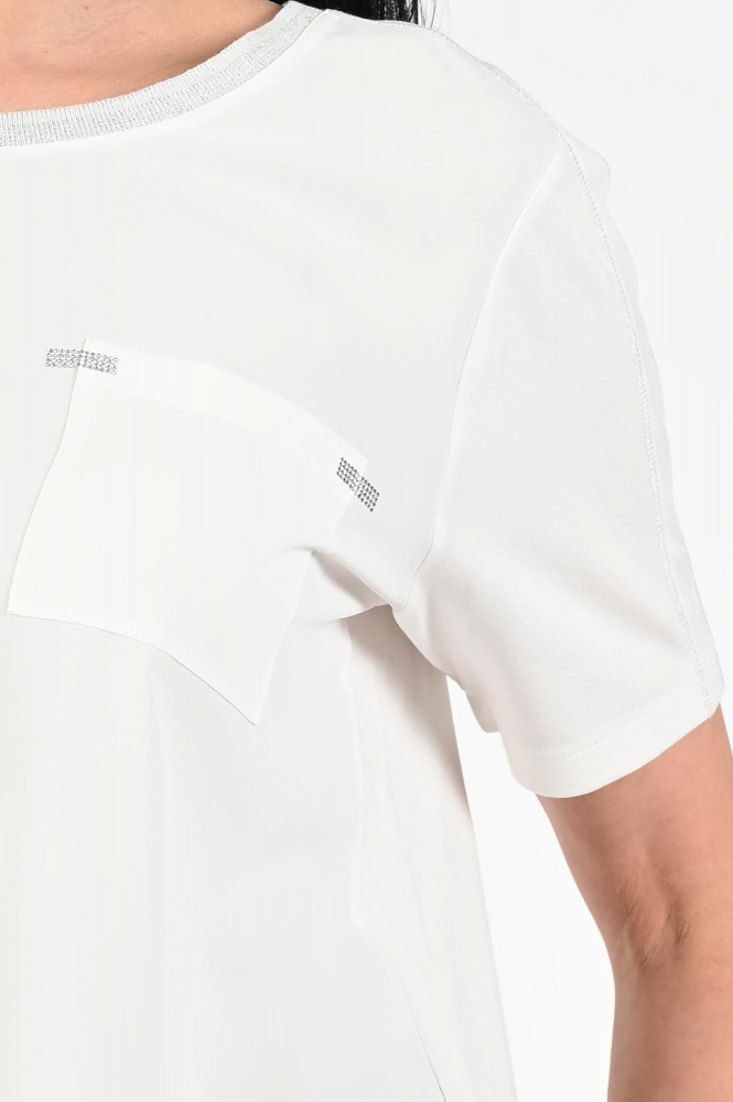 Monari 409336 Blouse korte mouw Wit