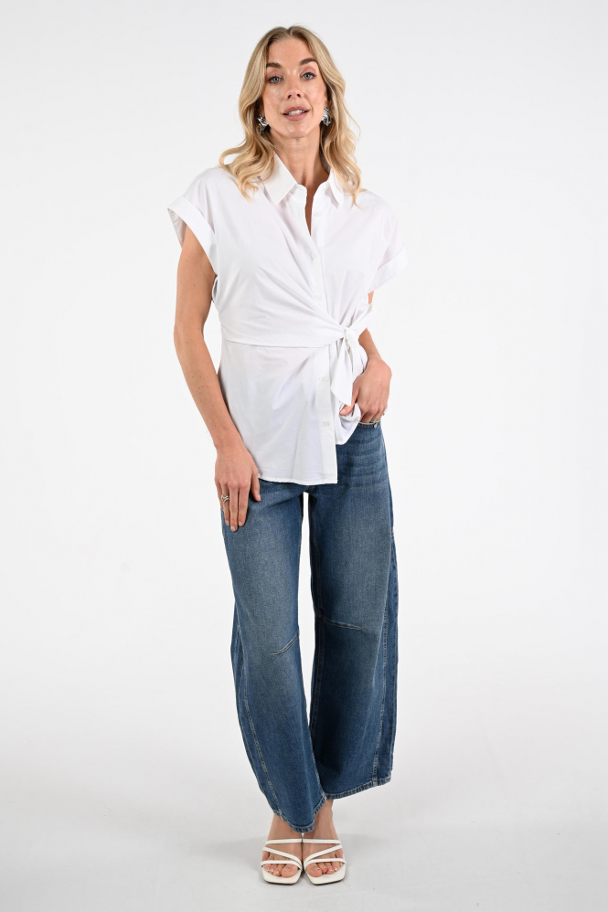 Nukus NKS01156 Blouse korte mouw Wit