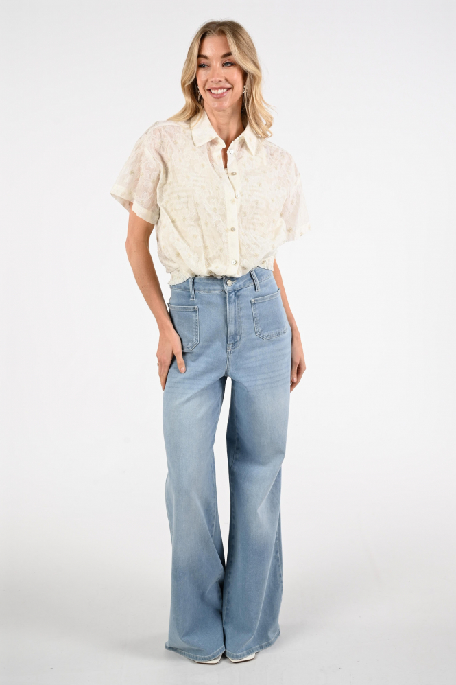 Nukus NKS02199 Blouse korte mouw Wit