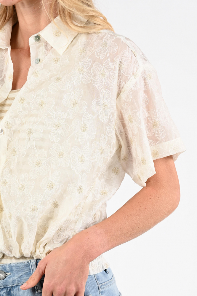 Nukus NKS02199 Blouse korte mouw Wit