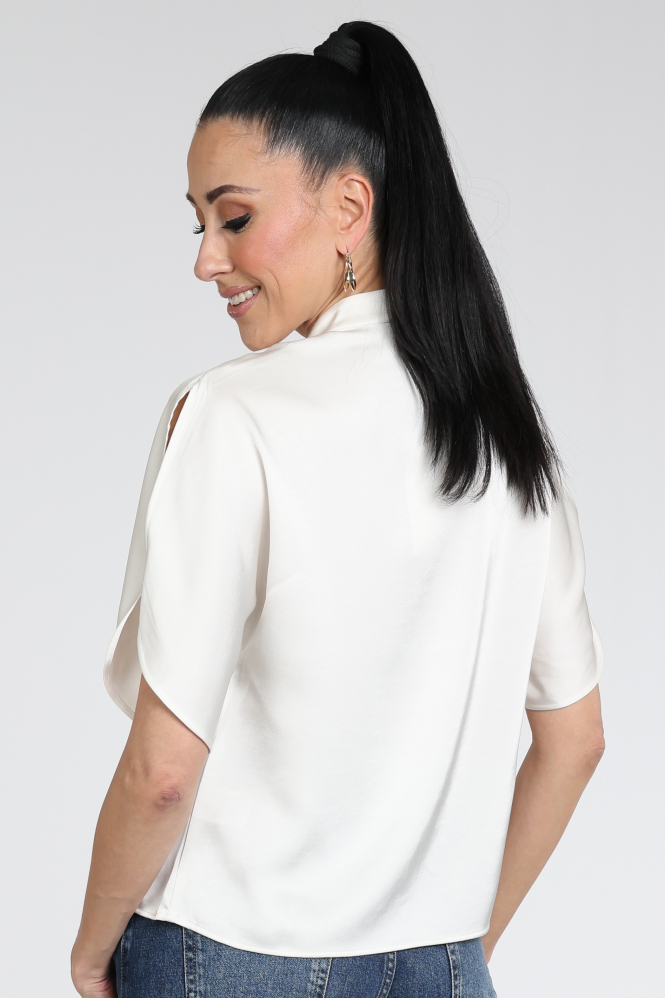 Neo Noir Anelle heavy sateen Blouse korte mouw Wit