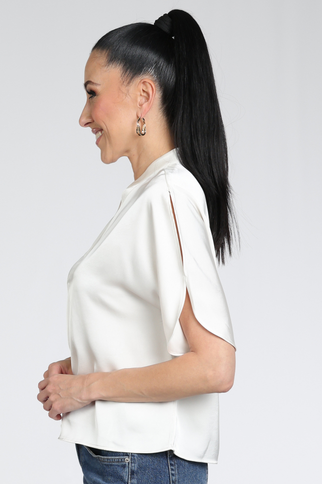 Neo Noir Anelle heavy sateen Blouse korte mouw Wit