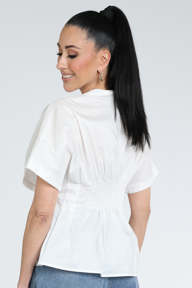 Neo Noir Adamma poplin blouse Blouse korte mouw Wit