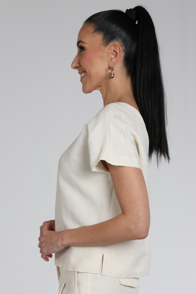 Luisa Cerano 238684-3824 Blouse korte mouw Beige