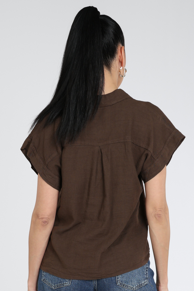 Geisha 63166-70 Blouse korte mouw Bruin