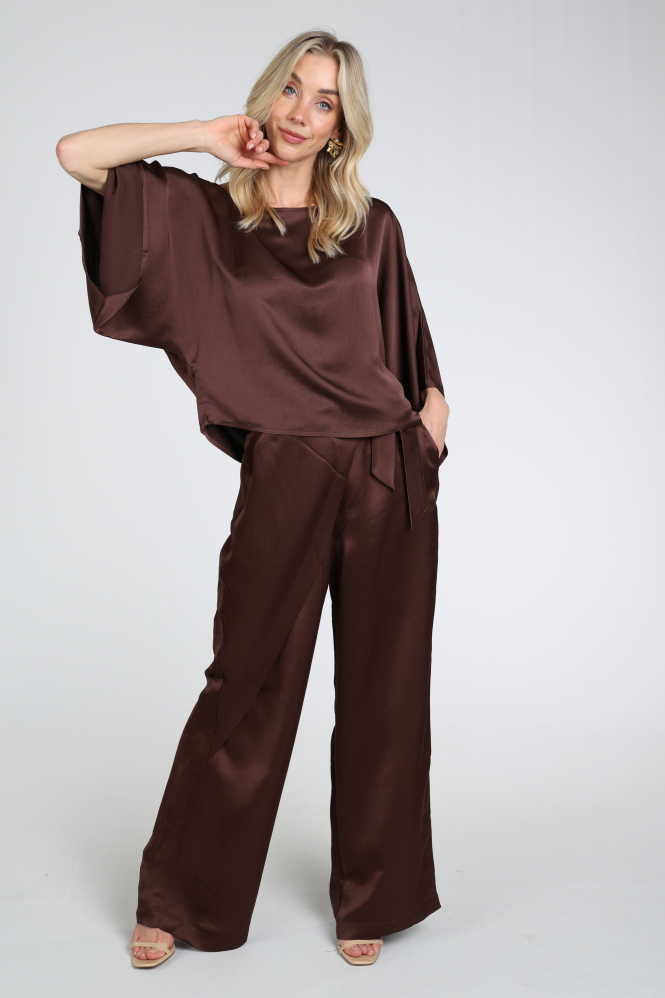 Summum 2s3402-12084 Blouse korte mouw Bruin