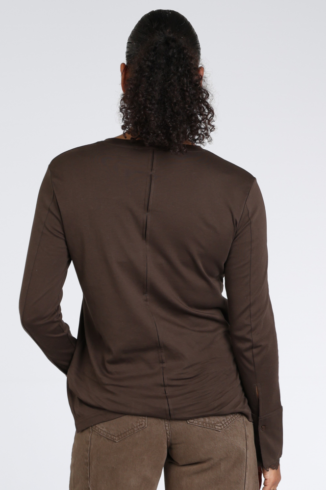 Yaya 01-709438-610 Blouse korte mouw Bruin