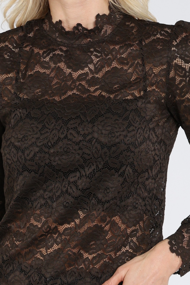 Yaya 01-709432-610 Blouse korte mouw Bruin
