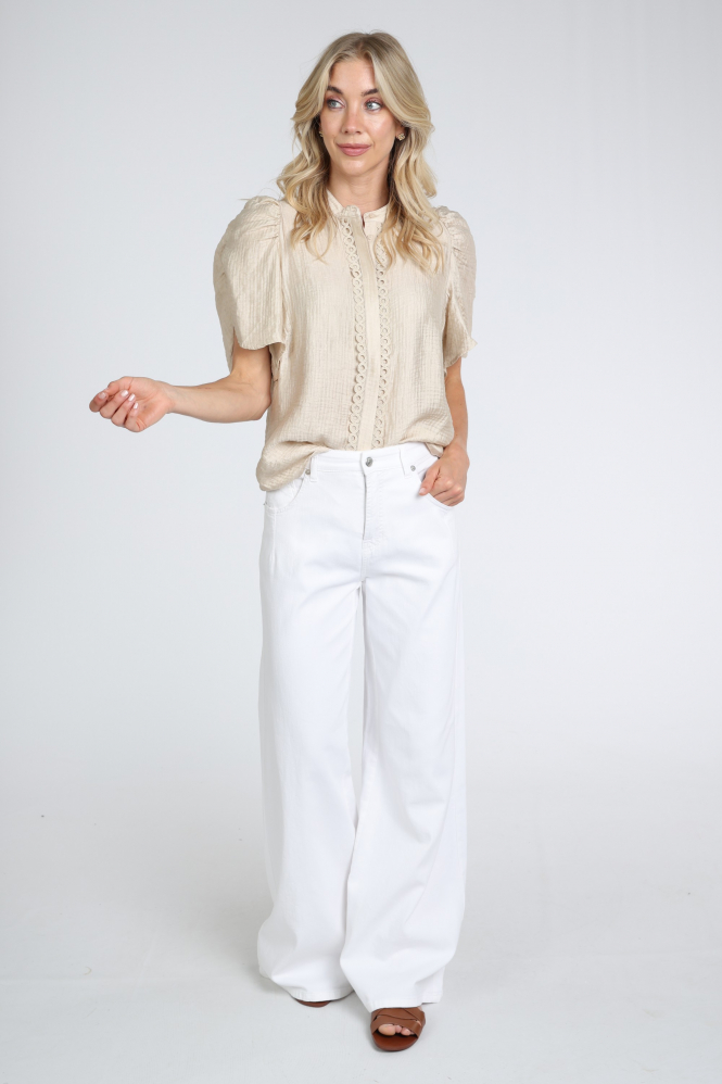 Co'couture 45111 Blouse korte mouw Beige