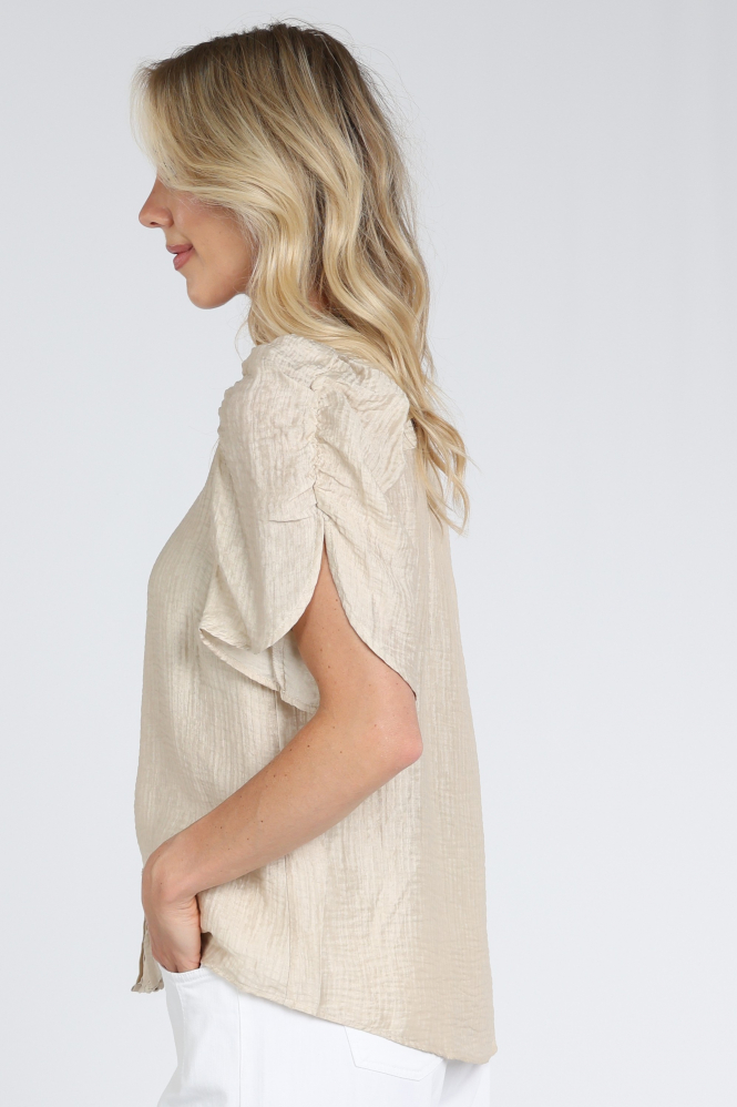 Co'couture 45111 Blouse korte mouw Beige