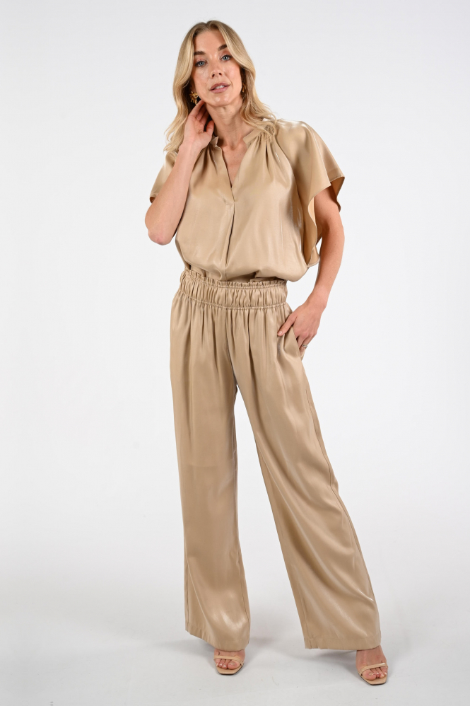 Nukus NKS01131 Blouse korte mouw Bruin