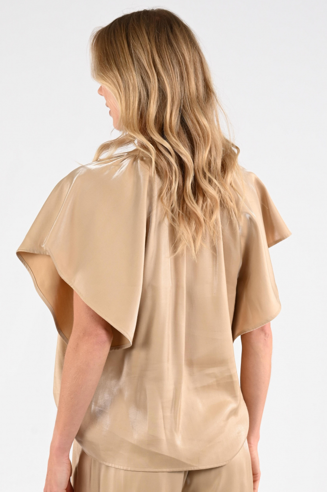 Nukus NKS01131 Blouse korte mouw Bruin