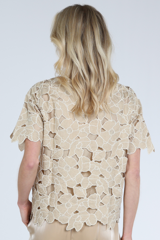 Nukus NKS01181 Blouse korte mouw Bruin