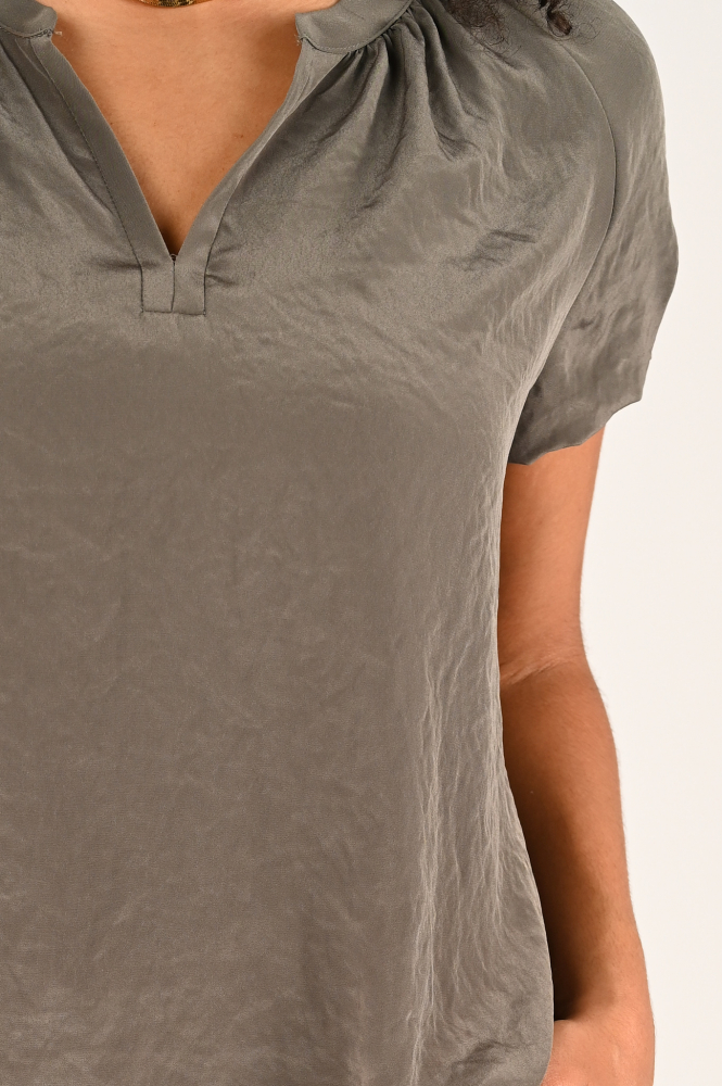 Luisa Cerano 208466-3597 Blouse korte mouw Bruin