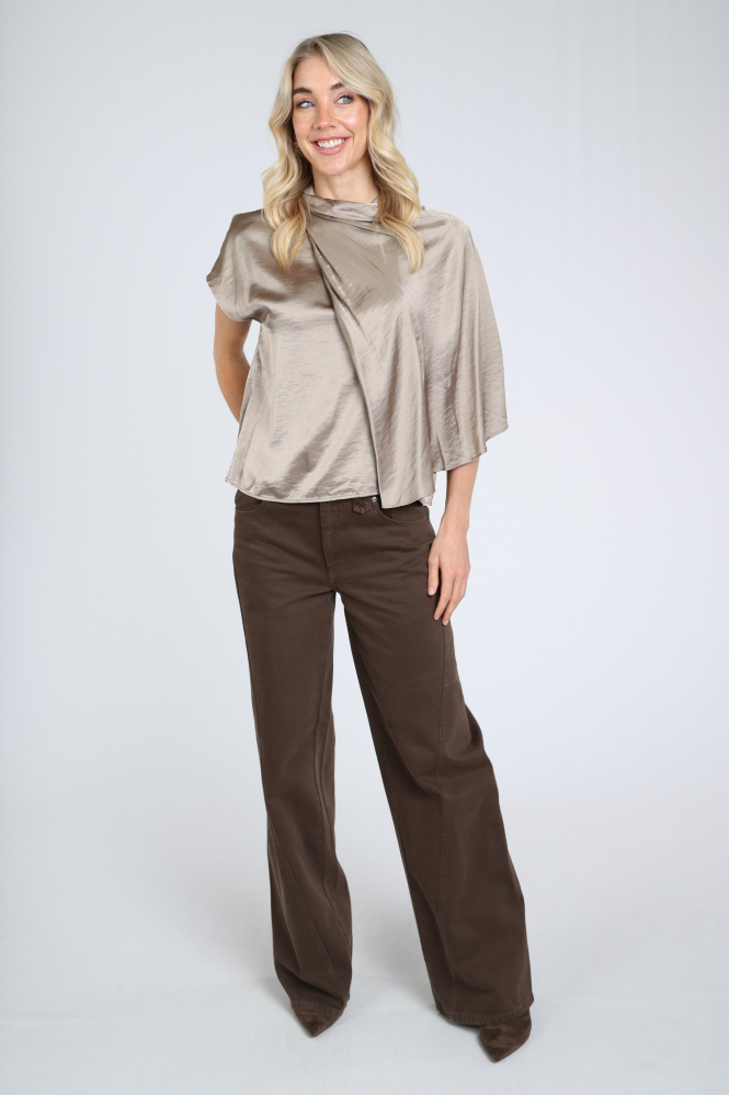 Co'couture 500522 Blouse korte mouw Bruin