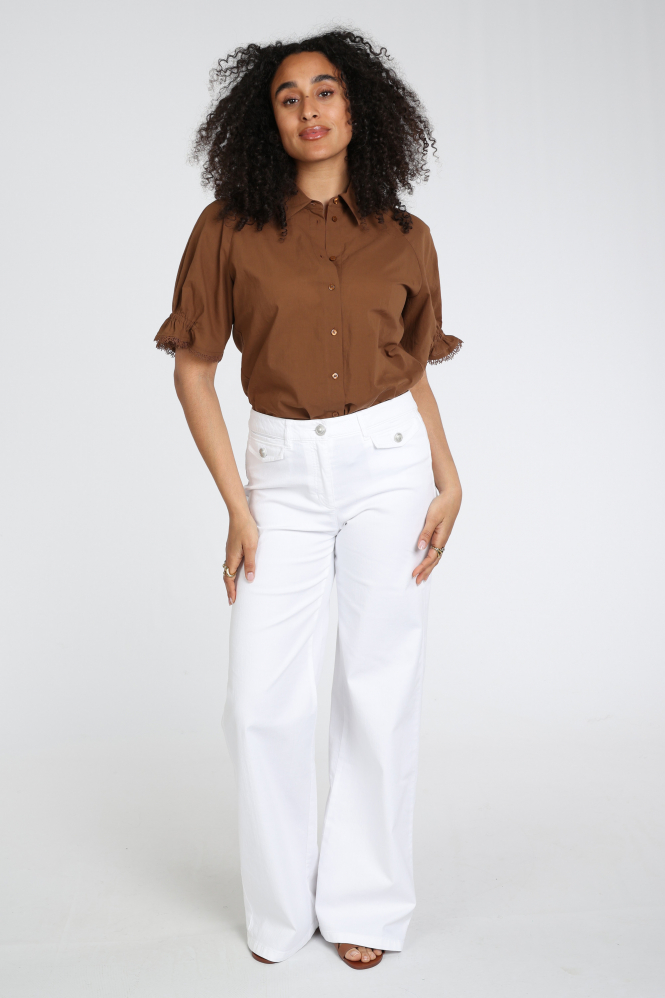 Luisa Cerano 238701-3761 Blouse korte mouw Bruin