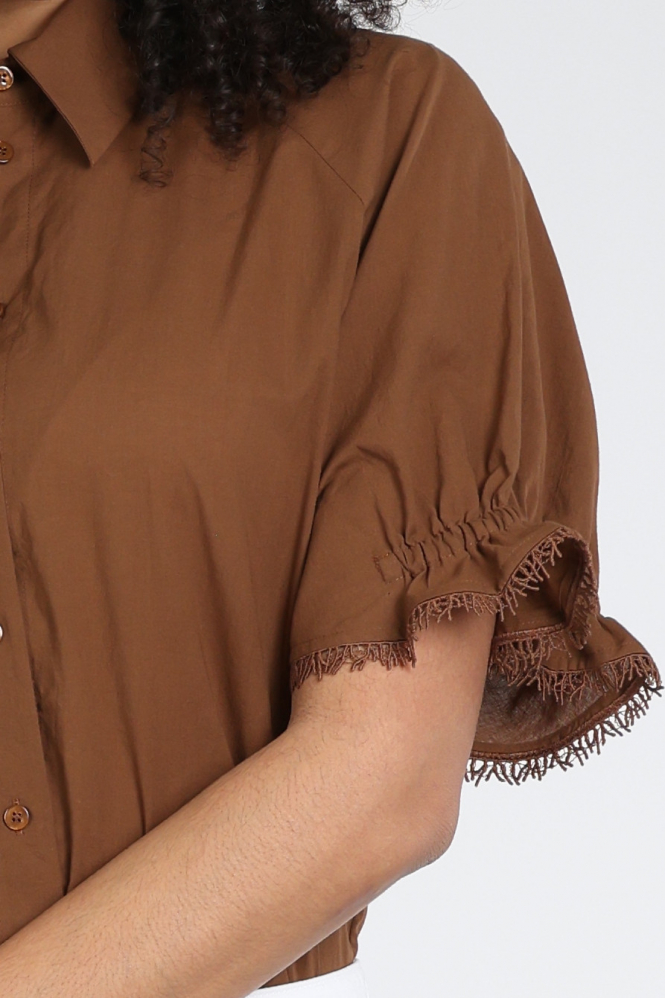 Luisa Cerano 238701-3761 Blouse korte mouw Bruin