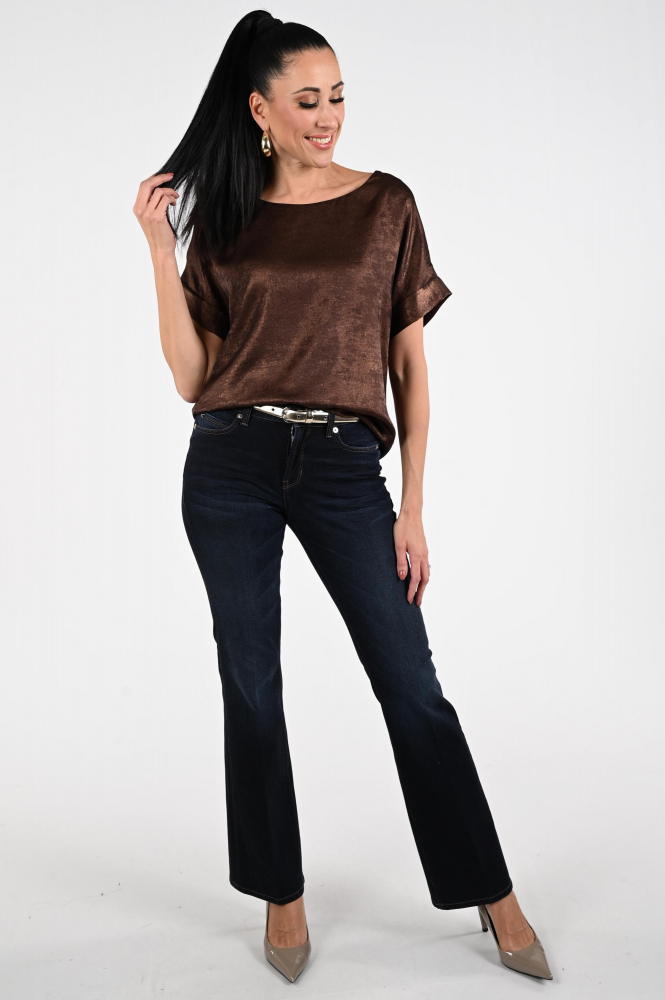 Nukus NKF01024 Blouse korte mouw Bruin