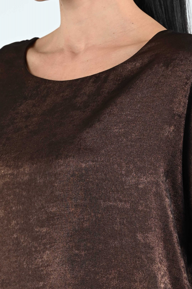 Nukus NKF01024 Blouse korte mouw Bruin