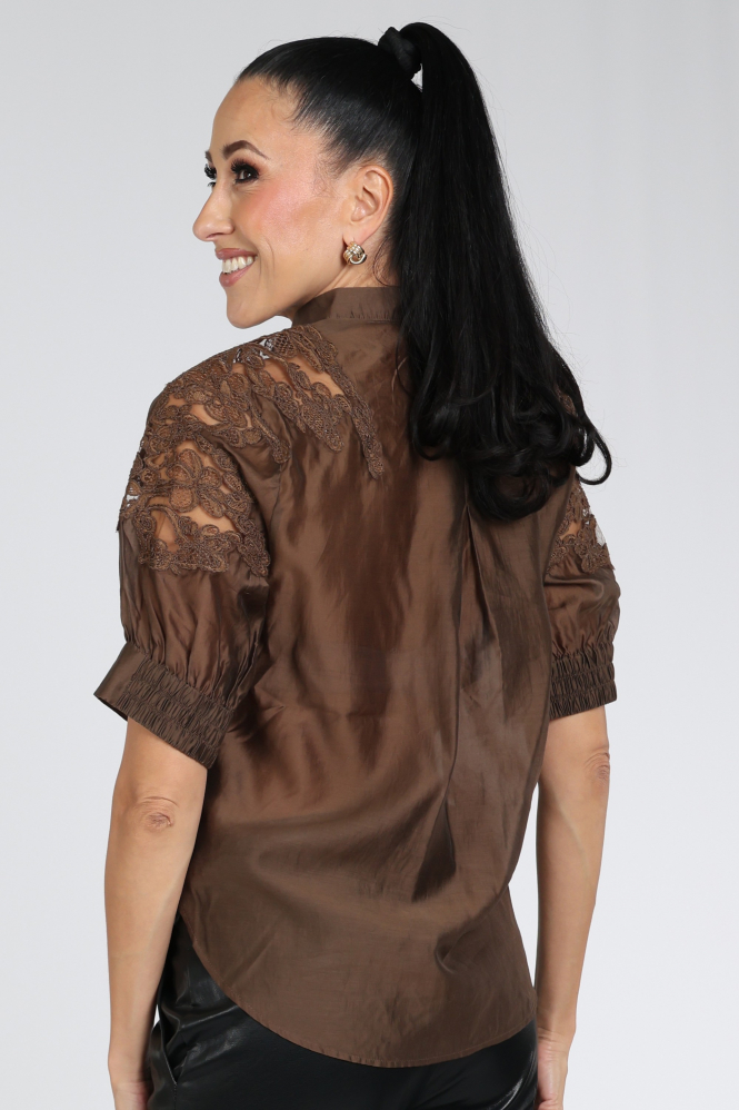 Co'couture 500223 Blouse korte mouw Bruin