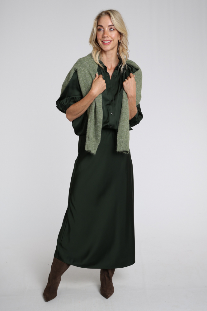 WithBlack 00001792 Blouse korte mouw Groen
