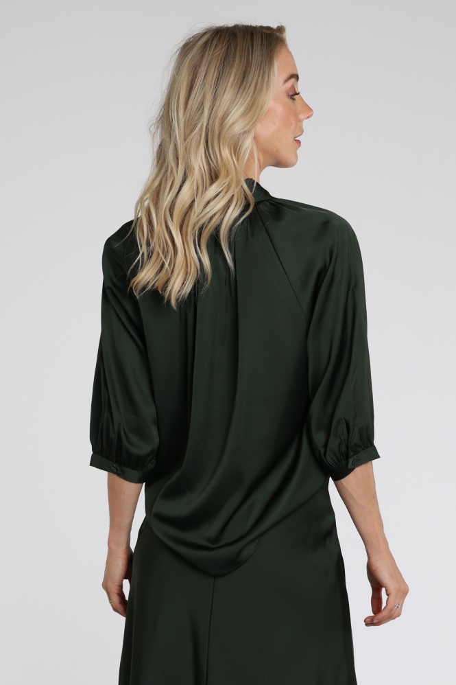 WithBlack 00001792 Blouse korte mouw Groen