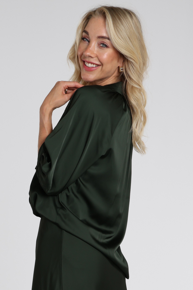 WithBlack 00001792 Blouse korte mouw Groen