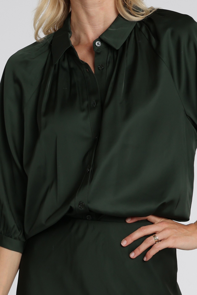 WithBlack 00001792 Blouse korte mouw Groen