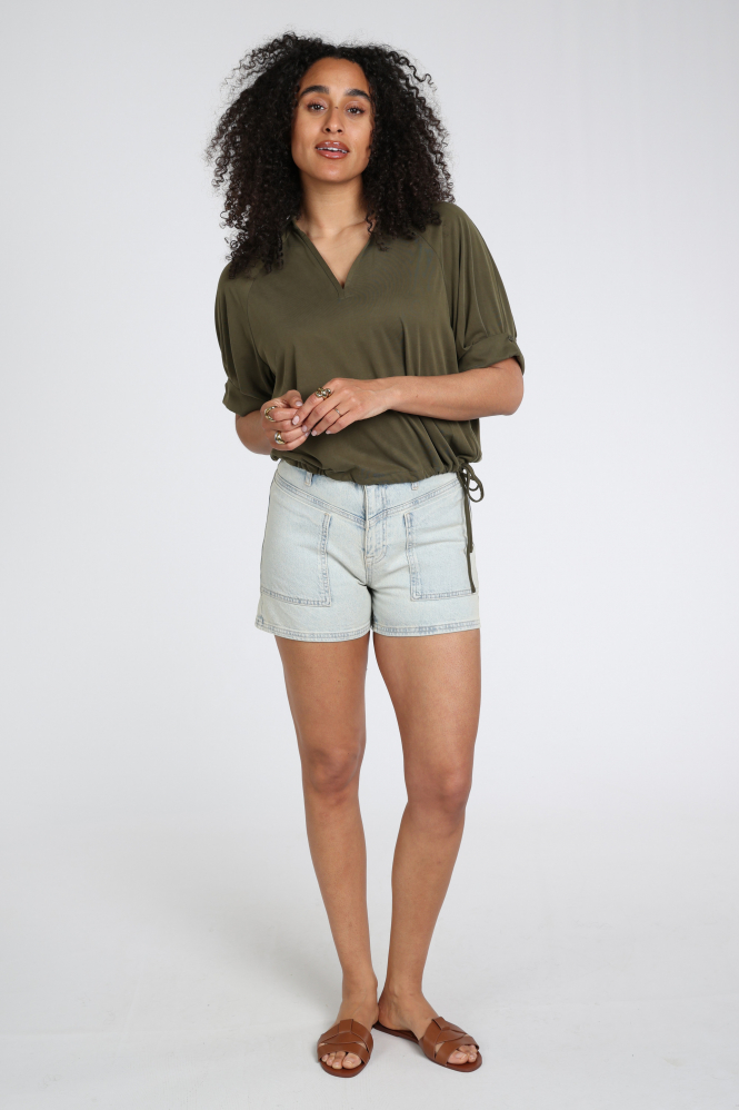 Yaya 01-709381-604 Blouse korte mouw Groen