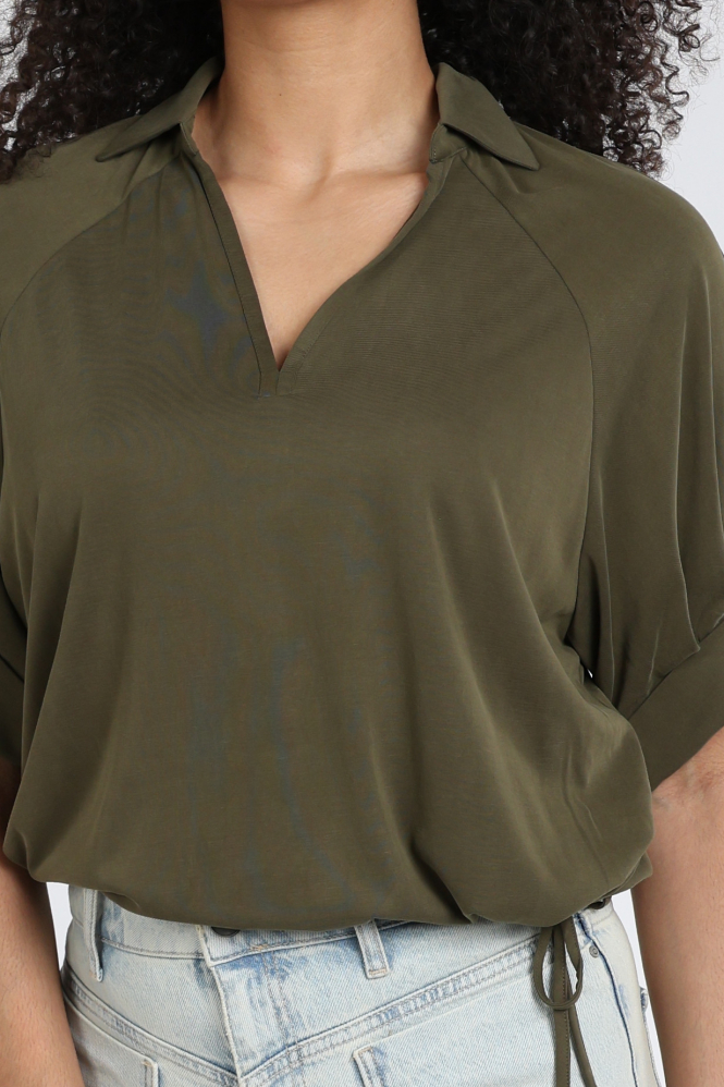 Yaya 01-709381-604 Blouse korte mouw Groen