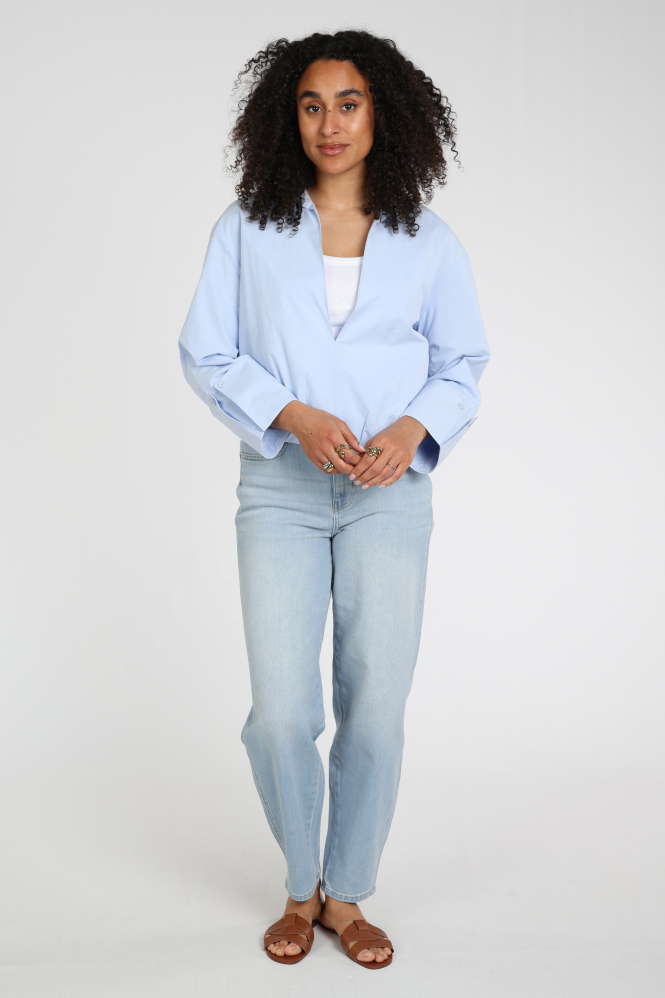 Yaya 01-701355-603 Blouse korte mouw Blauw