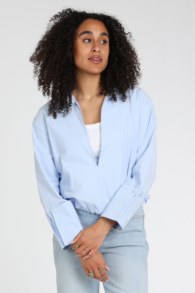 Yaya 01-701355-603 Blouse korte mouw Blauw