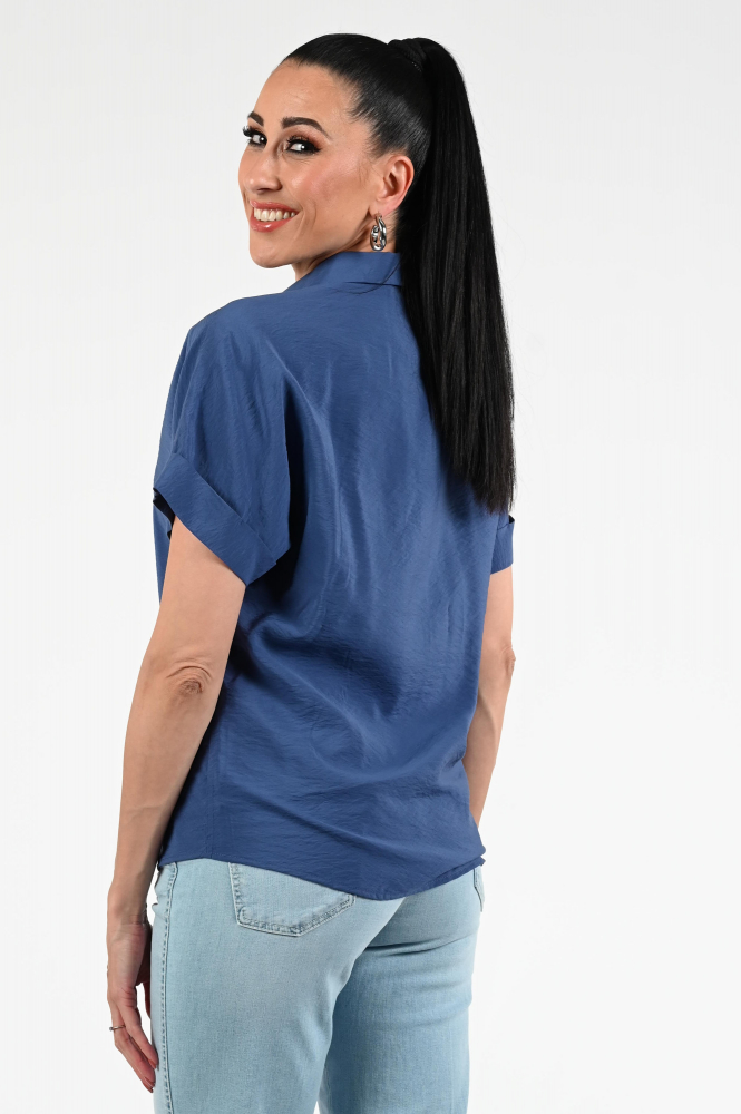 KYRA Guus-s25 Blouse korte mouw Blauw