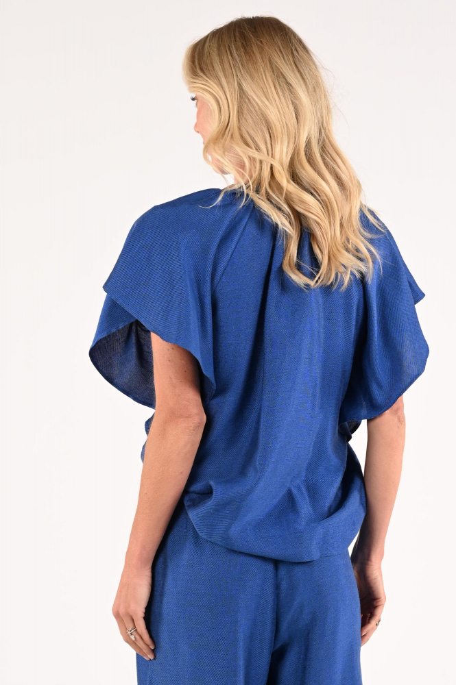 By-Bar 26112067 Blouse korte mouw Blauw