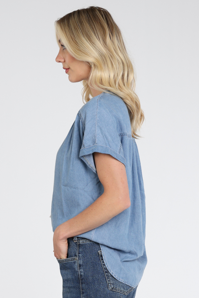 Geisha SUZE Blouse korte mouw Blauw
