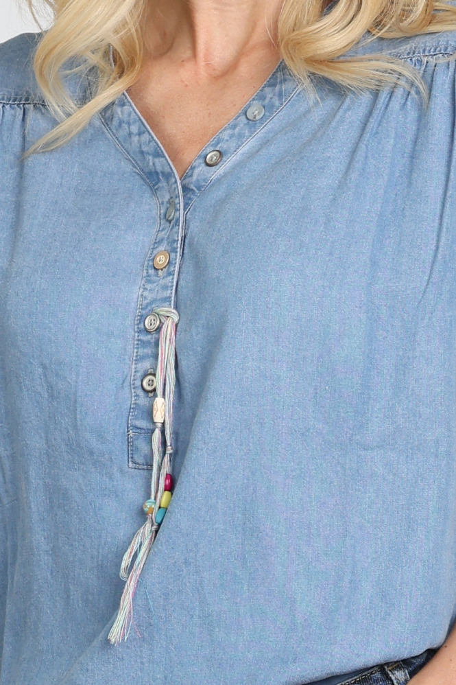 Geisha SUZE Blouse korte mouw Blauw