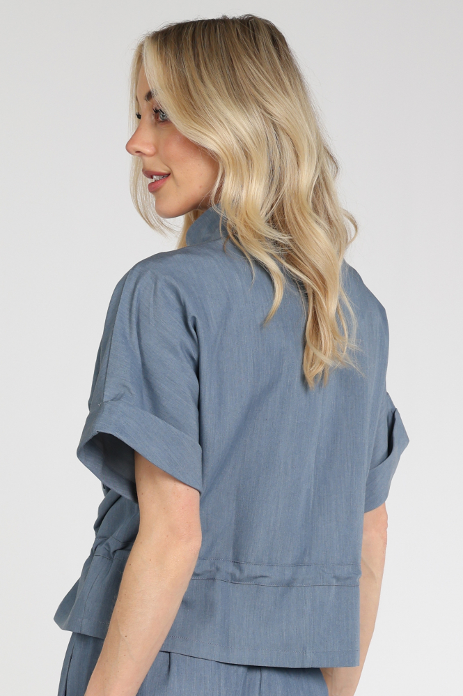 Co'couture 40061 Blouse korte mouw Blauw